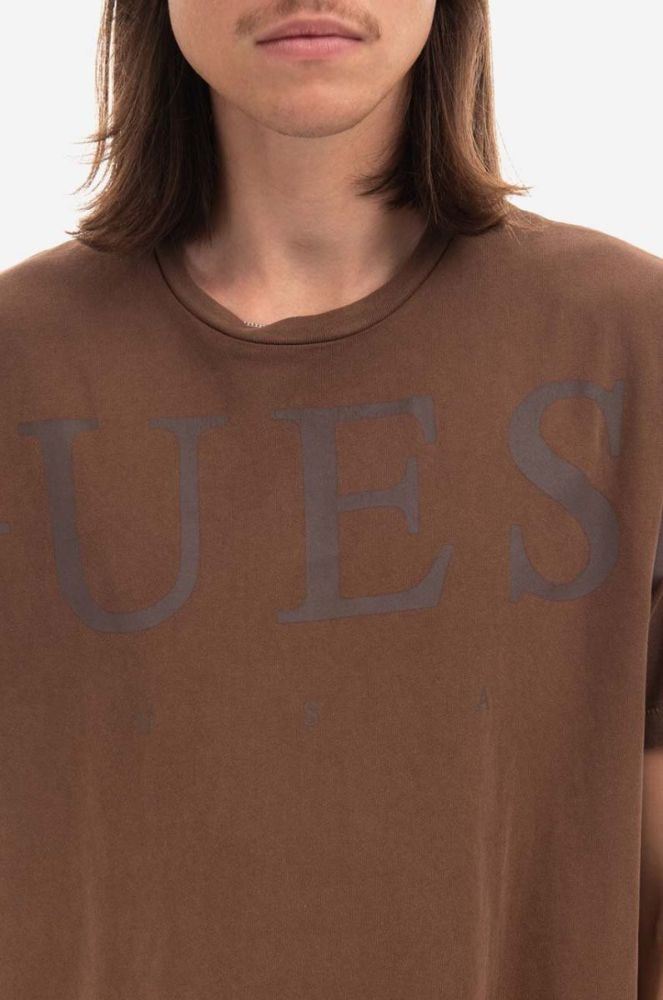 Бавовняна футболка Guess колір коричневий візерунок M2BI05.KBB50-A118 фото 5