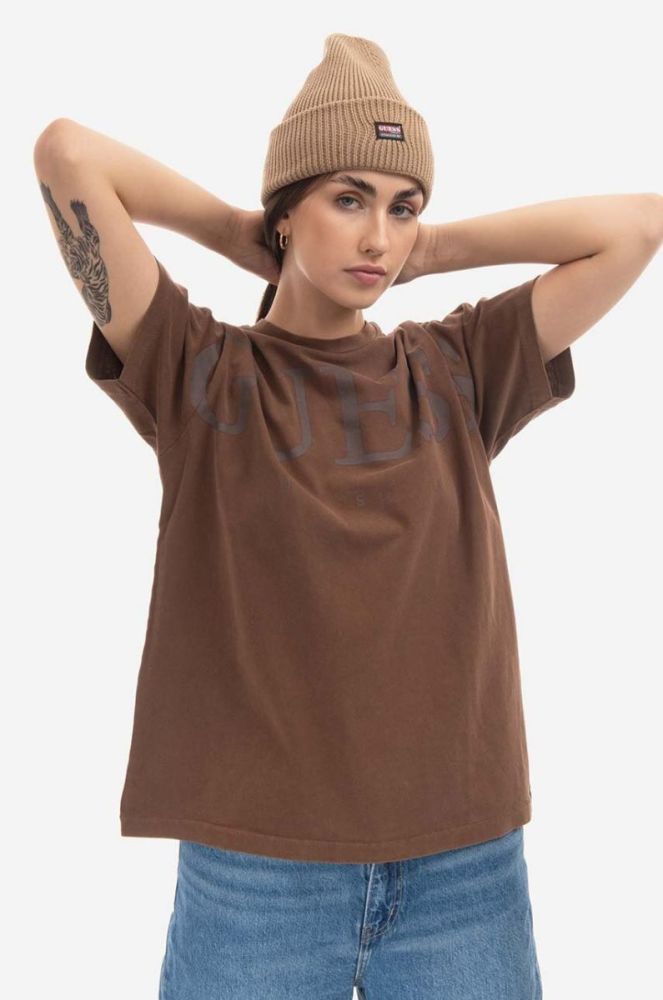 Бавовняна футболка Guess колір коричневий візерунок M2BI05.KBB50-A118 фото 9