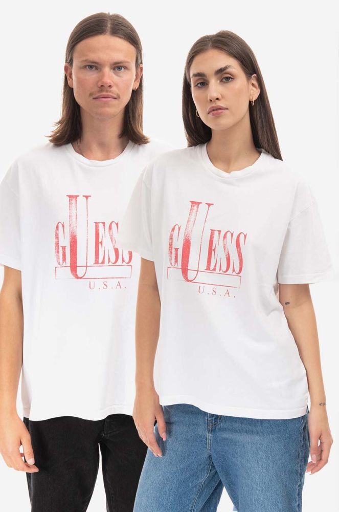 Бавовняна футболка Guess колір білий візерунок M2BI08.KBB50-G046