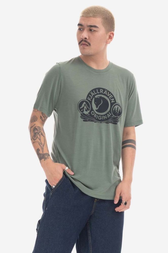 Футболка Fjallraven колір зелений з принтом F84117.614-614 фото 8