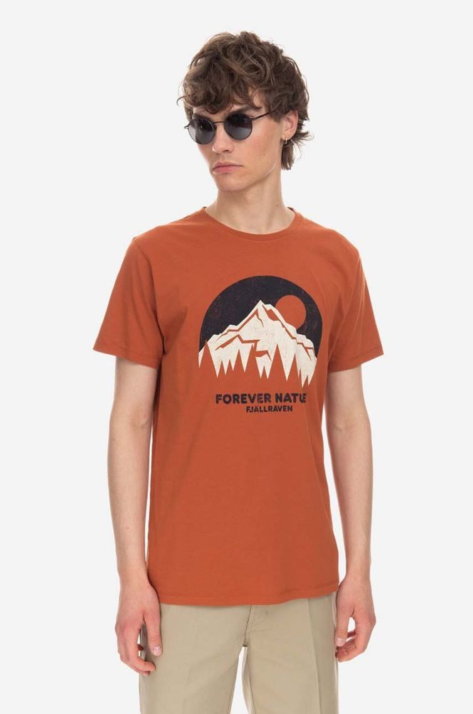 Бавовняна футболка Fjallraven колір помаранчевий з принтом F87053.243-243