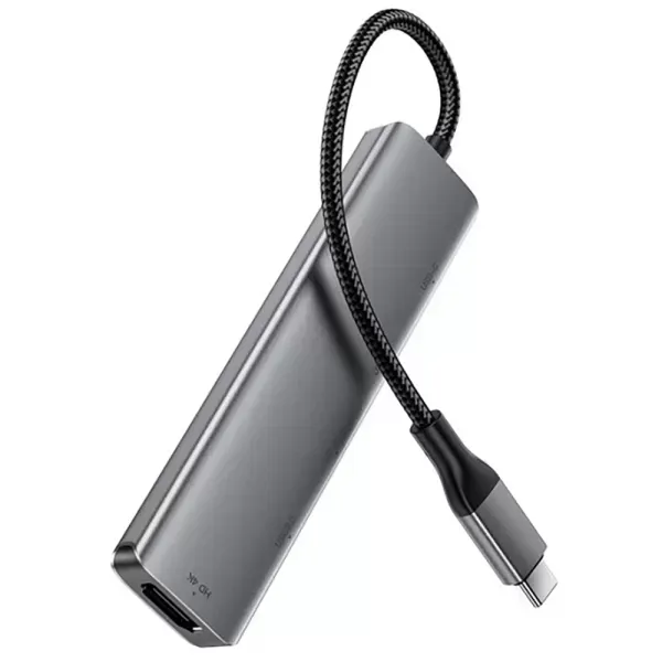Адаптер Acefast J16 Docking Station 5 в 1 USB-C to USB-С+3xUSB3.0+HDTV Gray фото 3