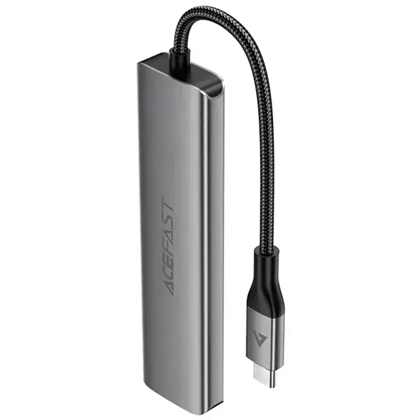 Адаптер Acefast J18 Docking Station 6 в 1 USB-C to USB-С+2xUSB3.0+SD/MicroSD+HDTV Gray (6974316285939) фото 2