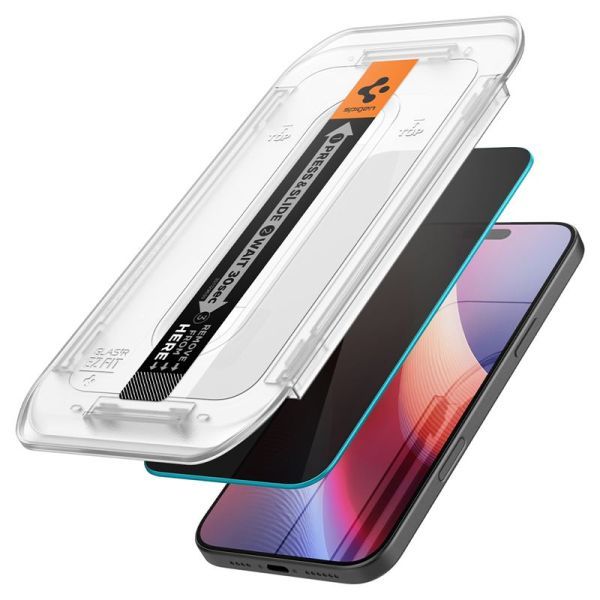 Захисне скло антишпигун Spigen Glass tR EZ Fit HD Privacy 1 Pack Transparency для iPhone 17 Pro Max | 16 Pro Max (AGL07915) фото 2