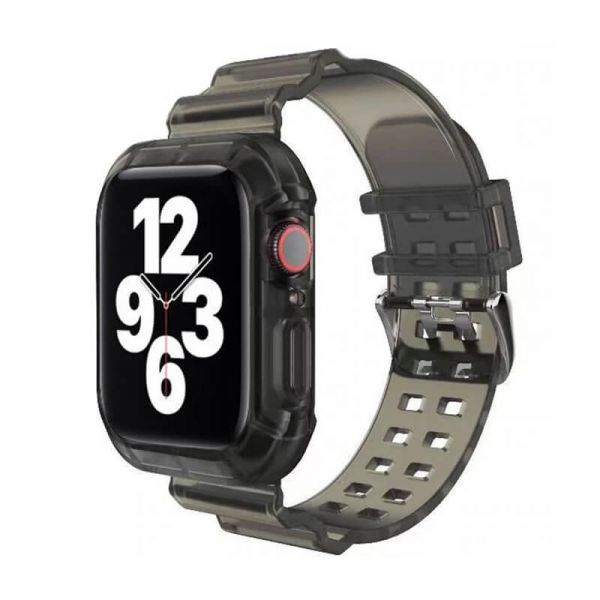 Прозорий ремінець з чохлом CasePro Black для Apple Watch 49мм | 46мм | 45мм | 44мм
