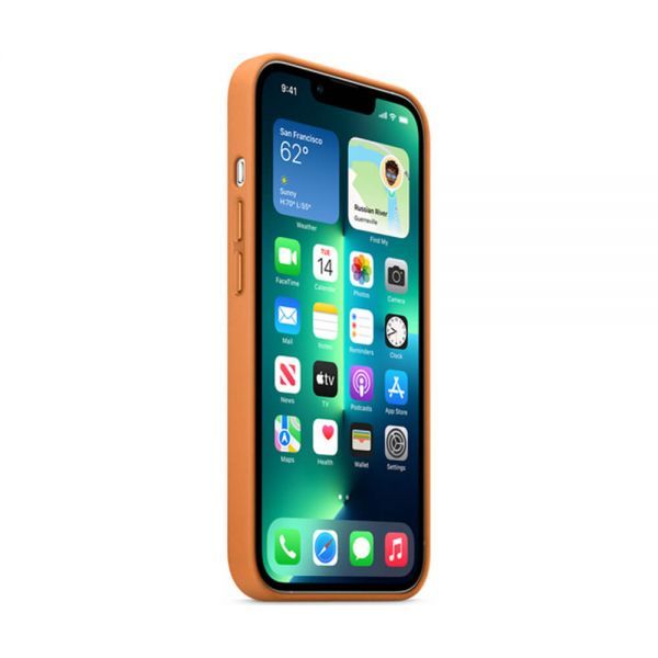 Оригінальний шкіряний чохол Apple Leather Case with MagSafe Golden Brown для iPhone 13 Pro (MM193) фото 3