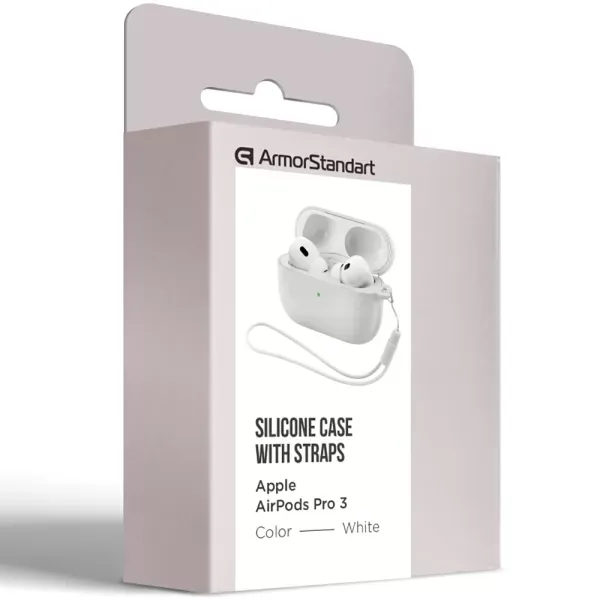 Чохол ArmorStandart Silicone Case With Straps White для Apple Airpods Pro 3 (ARM88301) фото 2