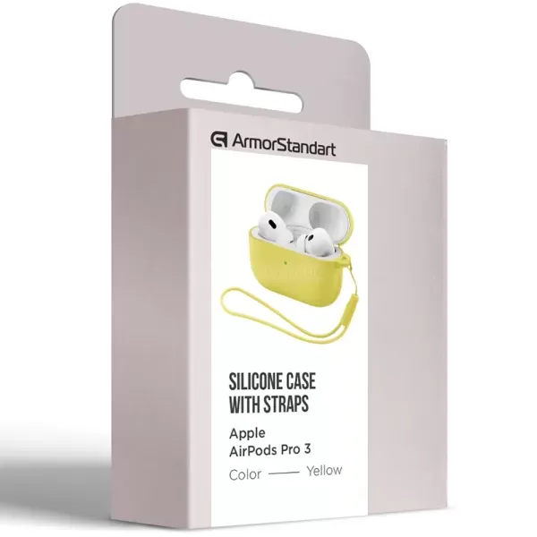 Чохол ArmorStandart Silicone Case With Straps Yellow для Airpods Pro 3 (ARM88303) фото 2