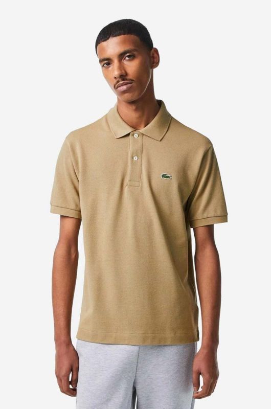 Бавовняне поло Lacoste колір бежевий однотонний L1212-001