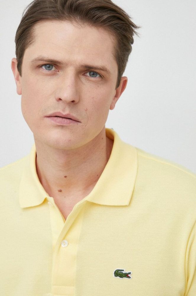 Бавовняне поло Lacoste колір жовтий однотонний L1212-001 фото 4