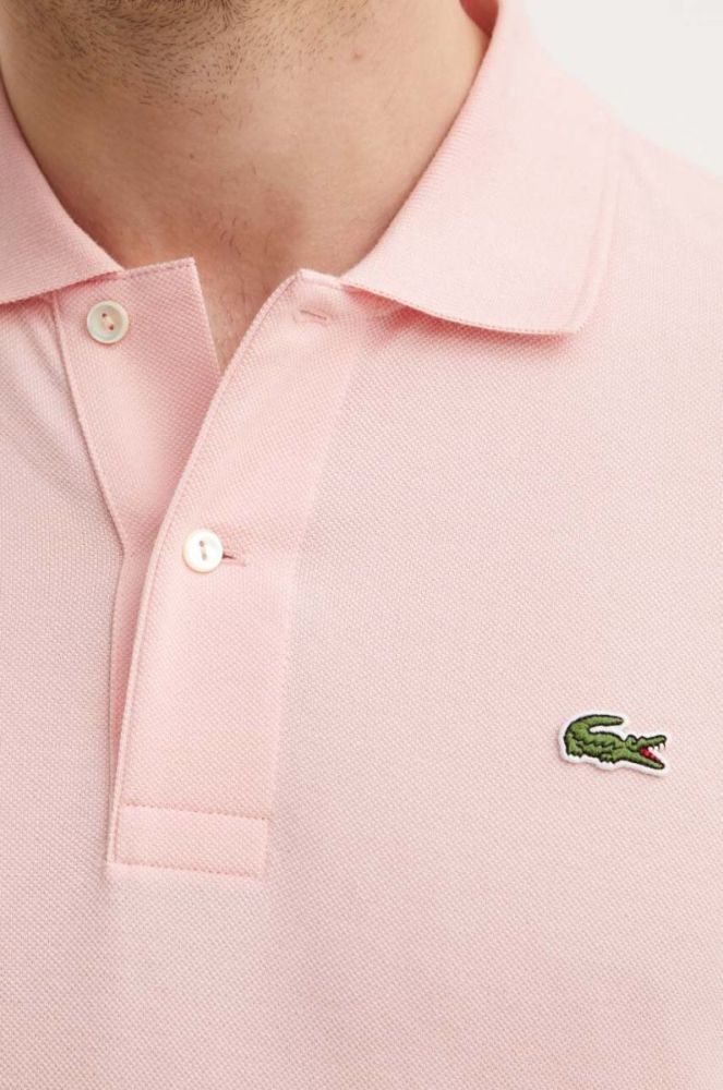 Бавовняне поло Lacoste колір рожевий однотонний L1212-001 фото 5