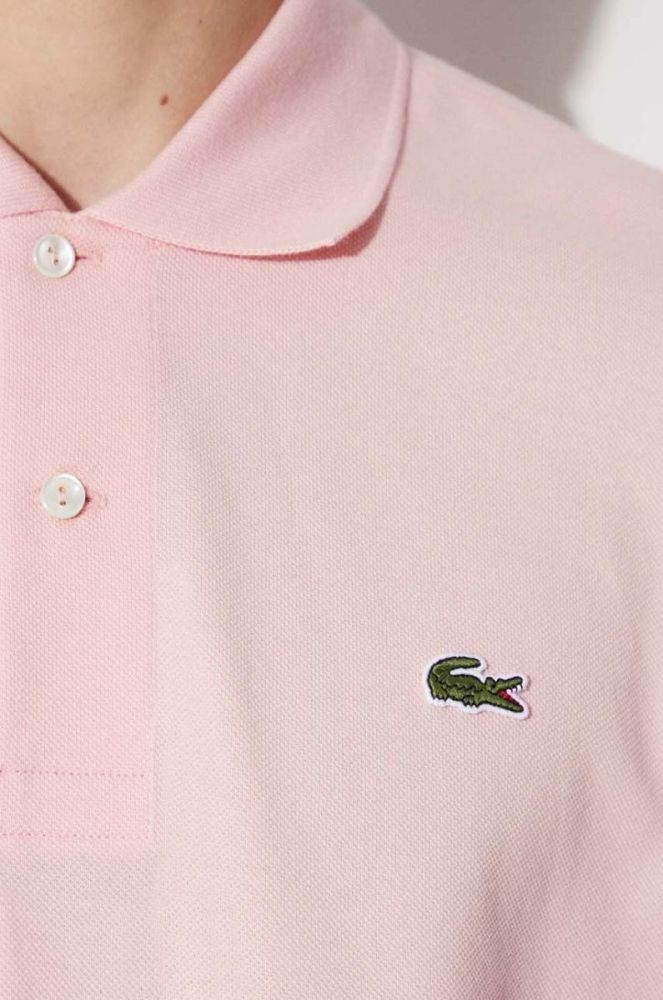 Бавовняне поло Lacoste колір рожевий однотонний L1212-001 фото 6