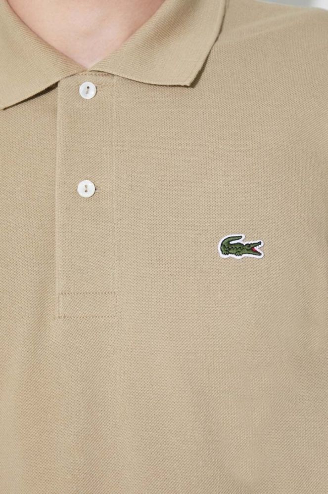 Бавовняне поло Lacoste колір зелений однотонний L1212-001 фото 6