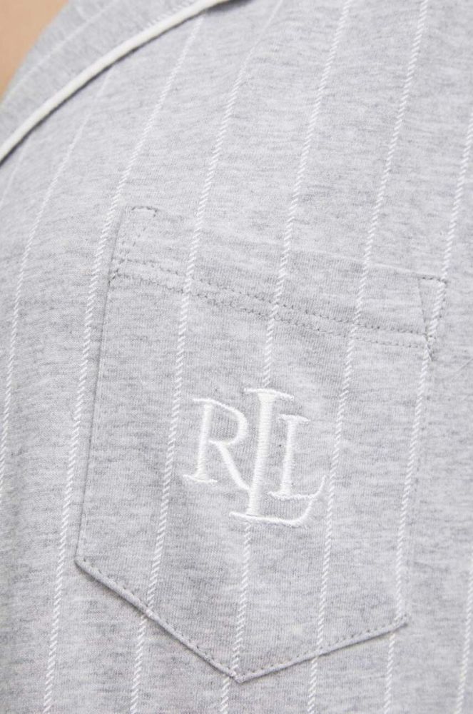 Бавовняна піжама Lauren Ralph Lauren колір сірий з бавовни фото 6