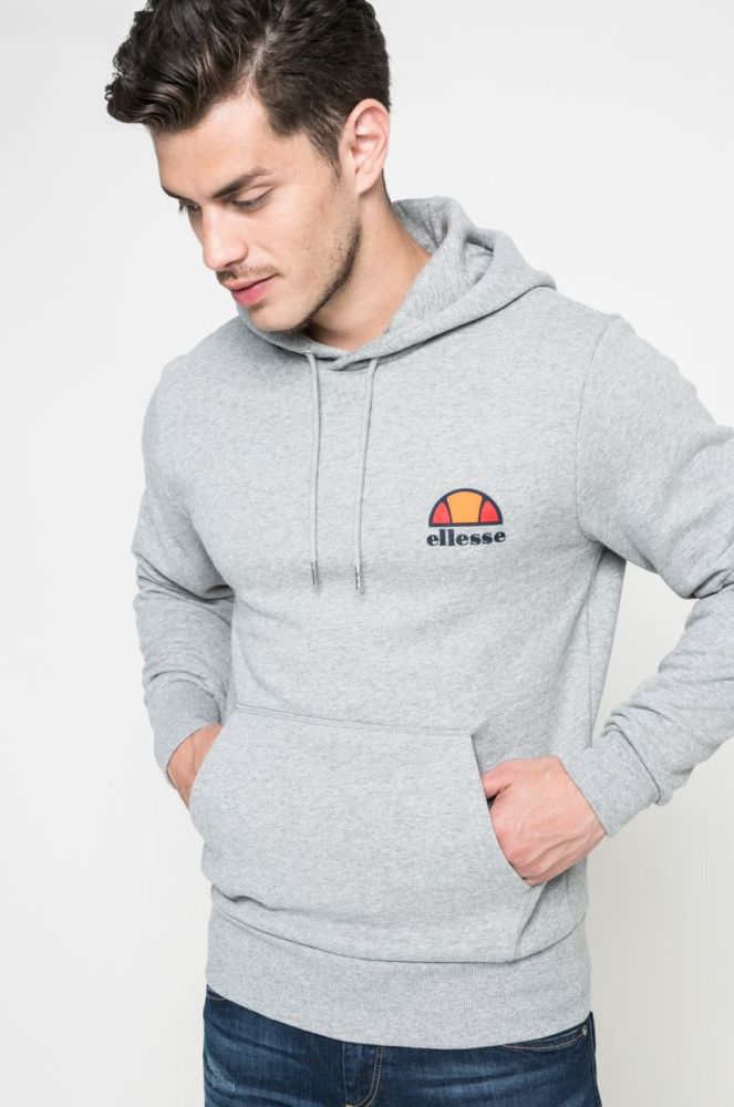 Кофта Ellesse чоловіча колір сірий з капюшоном з принтом shs02216-athlGREY