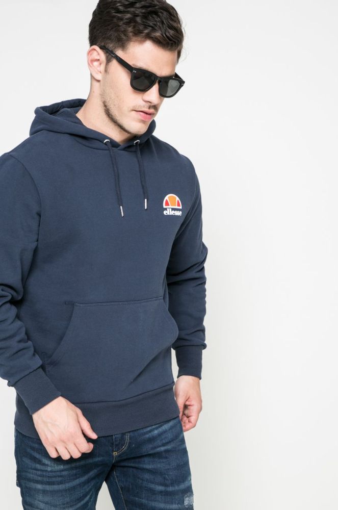 Кофта Ellesse чоловіча колір синій з капюшоном з принтом shs02216-athlGREY