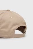 Бавовняна шапка Armani Exchange колір бежевий з аплікацією