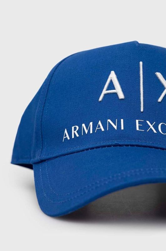 Бавовняна шапка Armani Exchange колір чорний з аплікацією (3098241) фото 2