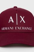 Бавовняна кепка Armani Exchange колір бордовий з аплікацією (2564215)