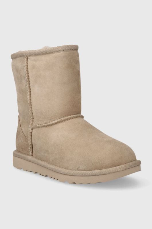 Дитячі замшеві чоботи UGG Classic II колір бежевий фото 2