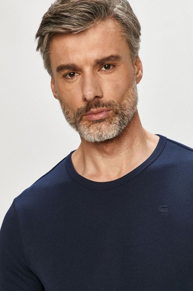 Бавовняна футболка G-Star Raw колір синій однотонна фото 4