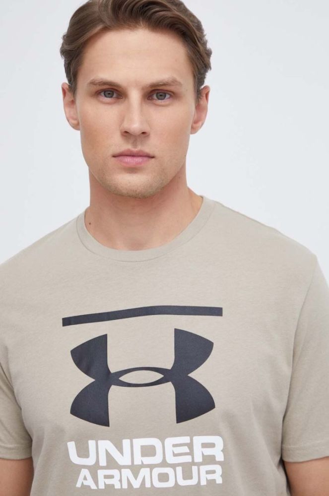 Функціональна футболка Under Armour колір коричневий з принтом фото 4
