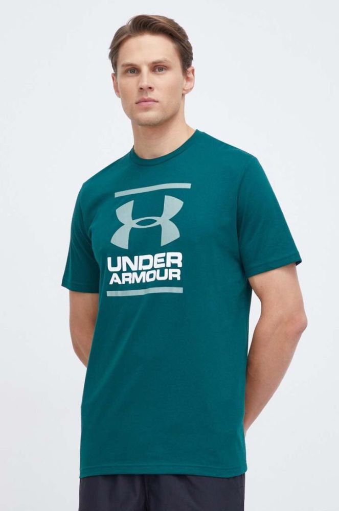 Функціональна футболка Under Armour колір зелений з принтом фото 4