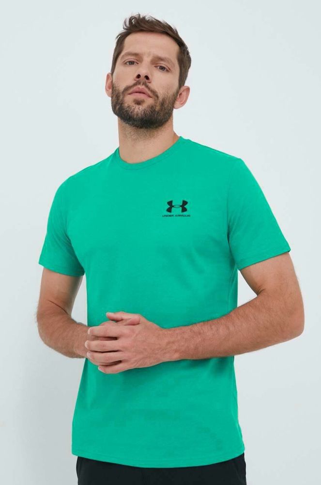 Футболка Under Armour чоловіча колір зелений однотонна 1326799-439