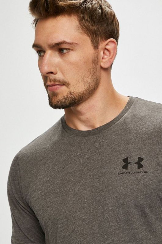 Футболка для тренувань чоловіча з бавовною Under Armour SPORTSTYLE LEFT CHEST колір сірий фото 4