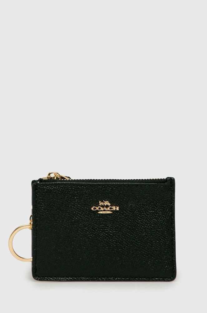 Шкіряний гаманець Coach колір чорний (347343)