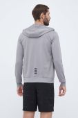 Бавовняна кофта EA7 Emporio Armani чоловіча колір сірий з капюшоном однотонна