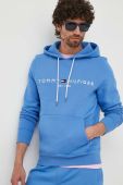 Кофта Tommy Hilfiger чоловіча колір бірюзовий з капюшоном з аплікацією