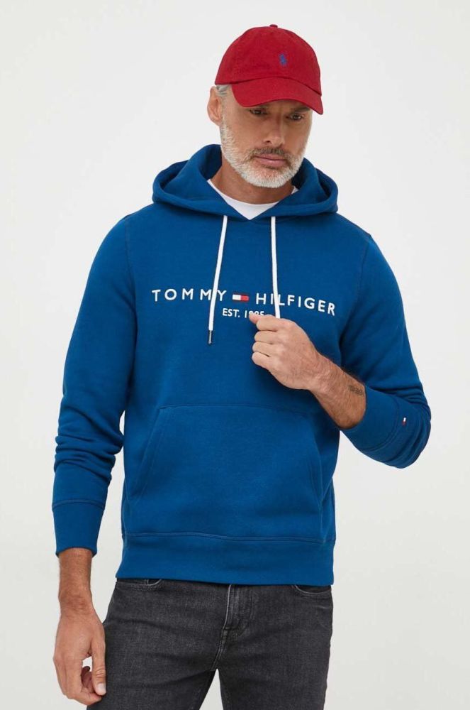 Кофта Tommy Hilfiger чоловіча з капюшоном з аплікацією колір блакитний (3393381)