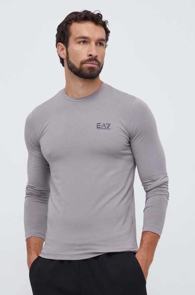 EA7 Emporio Armani Лонгслів колір сірий (3581576)