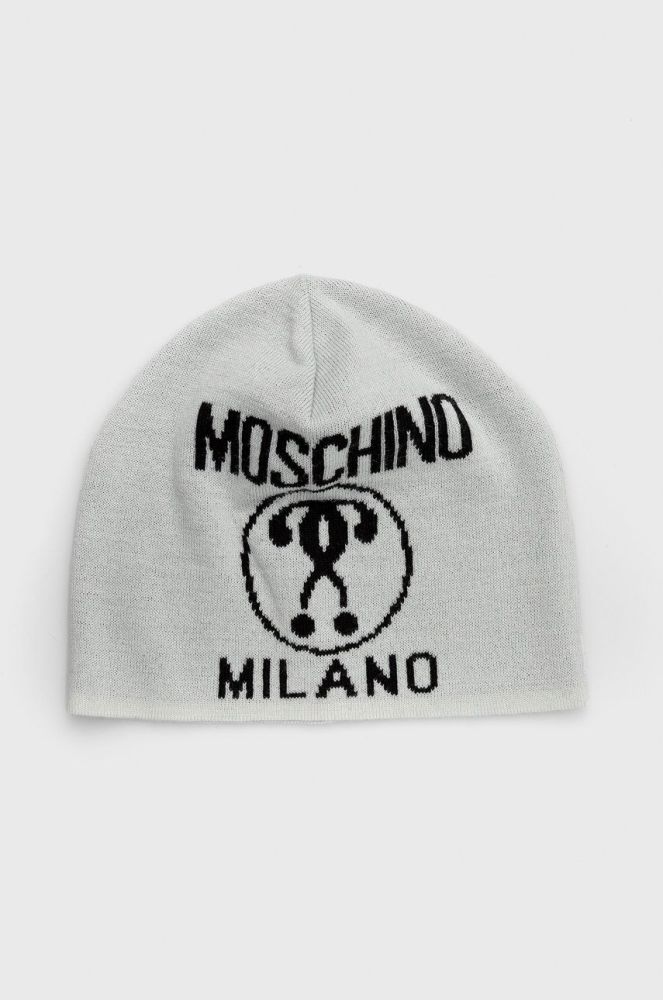Вовняна шапка Moschino колір сірий вовна (2566884)