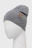 Вовняна шапка Moschino колір сірий з тонкого трикотажу вовна (3398898)