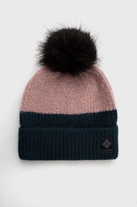 Шапка Columbia колір бежевий з товстого трикотажу (3492153)