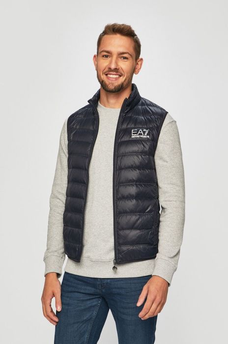 Пухова безрукавка EA7 Emporio Armani чоловічий колір синій