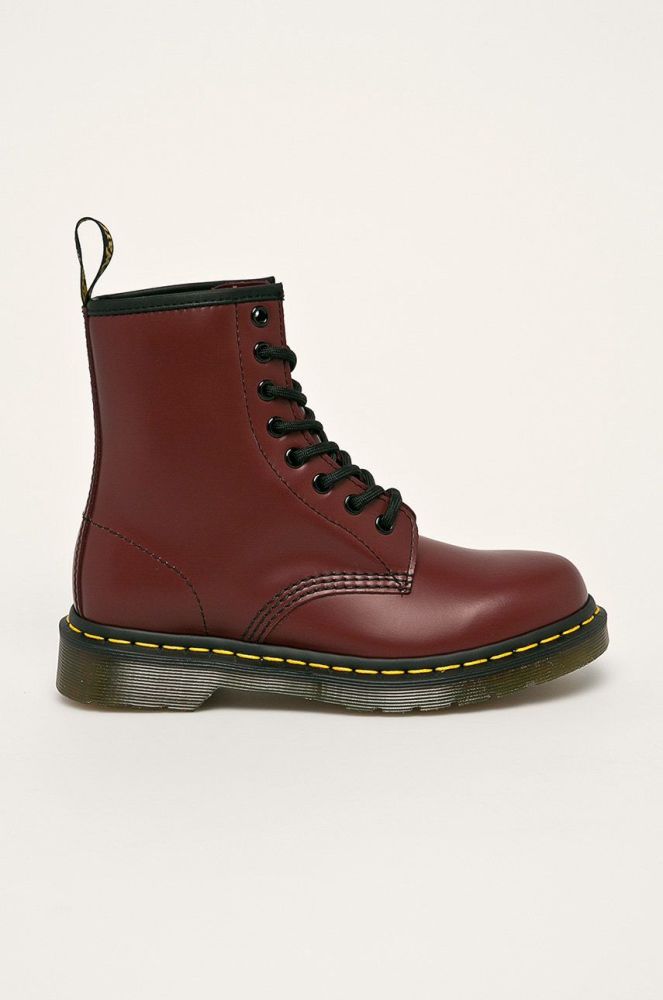 Шкіряні черевики Dr. Martens 1460 жіночі колір бордовий на платформі