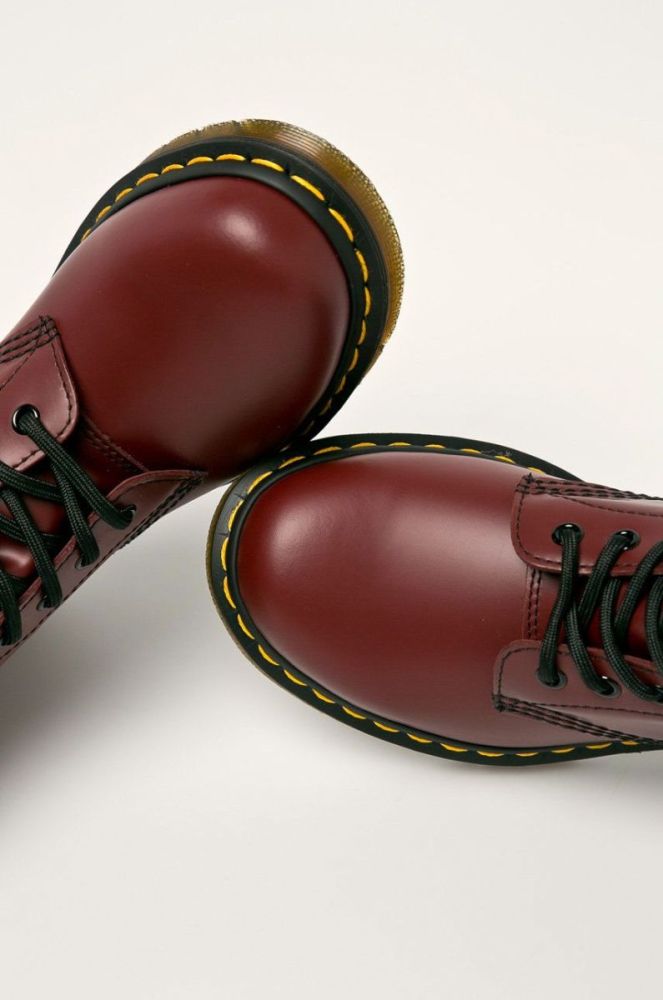 Шкіряні черевики Dr. Martens 1460 жіночі колір бордовий на платформі фото 5