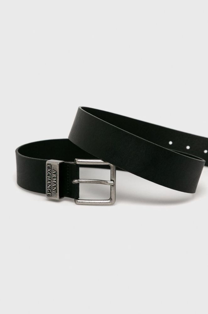 Armani Exchange - Шкіряний ремінь колір чорний (348875) фото 2