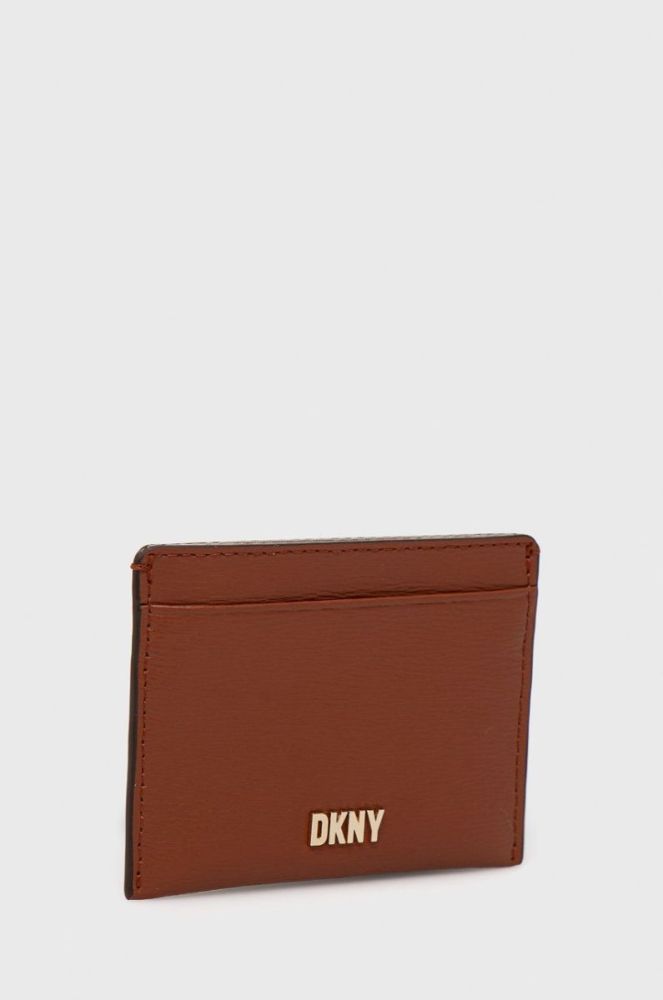 Шкіряний чохол на банківські карти Dkny жіночий колір коричневий фото 2