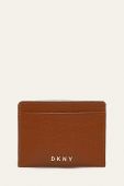 Шкіряний чохол на банківські карти Dkny жіночий колір коричневий