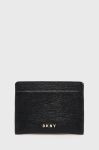 Шкіряний чохол на банківські карти Dkny жіночий колір чорний