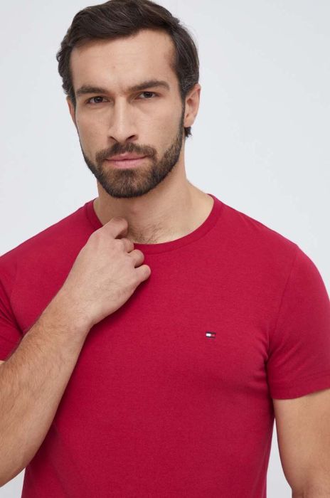 Футболка Tommy Hilfiger чоловічий колір бордовий однотонний (3677349)