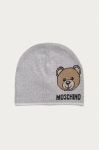 Шапка Moschino колір сірий з тонкого трикотажу (615958) Шапка Moschino колір сірий з тонкого трикотажу (615958)