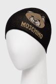 Шапка Moschino колір чорний з тонкого трикотажу (3340579)
