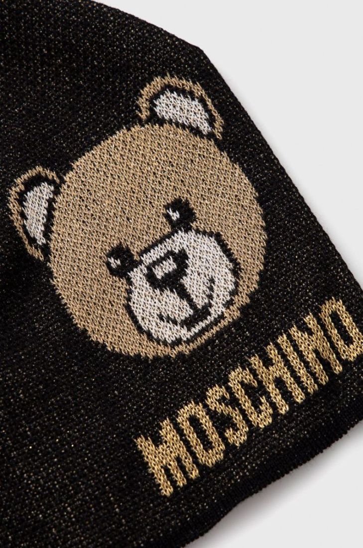 Шапка Moschino колір чорний з тонкого трикотажу (3340579)