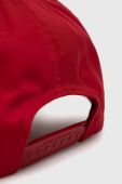 Бавовняна шапка Armani Exchange колір червоний з аплікацією