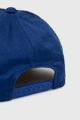 Бавовняна шапка Armani Exchange колір синій з аплікацією